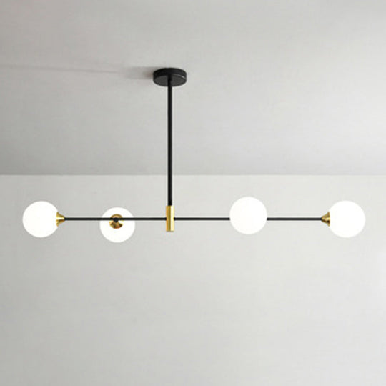 Black Metal Island Pendant Lighting With Modern Minimalist Design For Dining Table 4 / Milk White