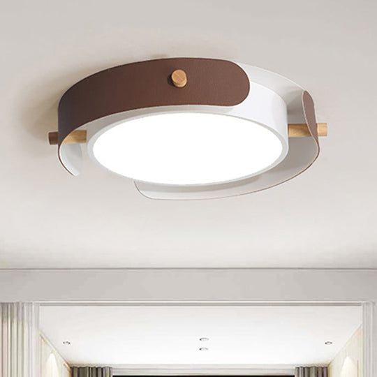 White/Brown Nordic Style Ceiling Lamp with Diffuser - 16"/19.5" Diameter