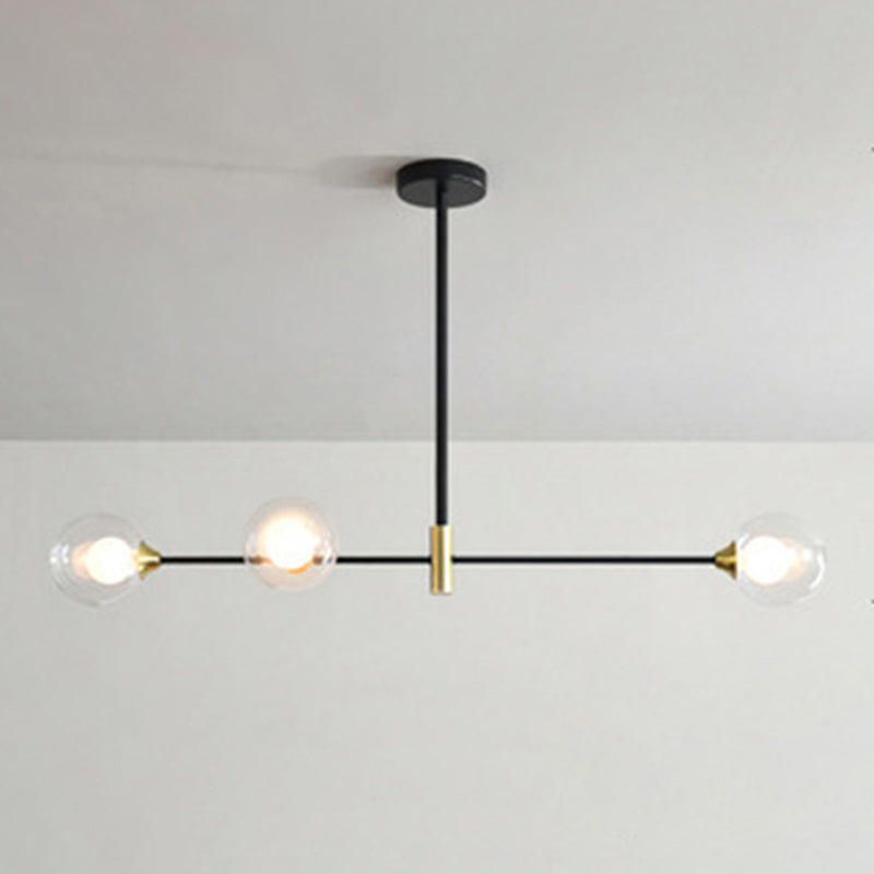 Black Metal Island Pendant Lighting With Modern Minimalist Design For Dining Table 3 / Clear