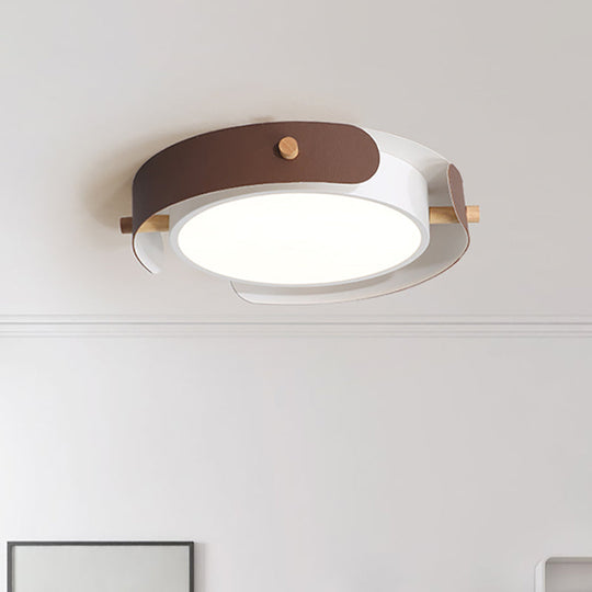 White/Brown Nordic Style Ceiling Lamp with Diffuser - 16"/19.5" Diameter