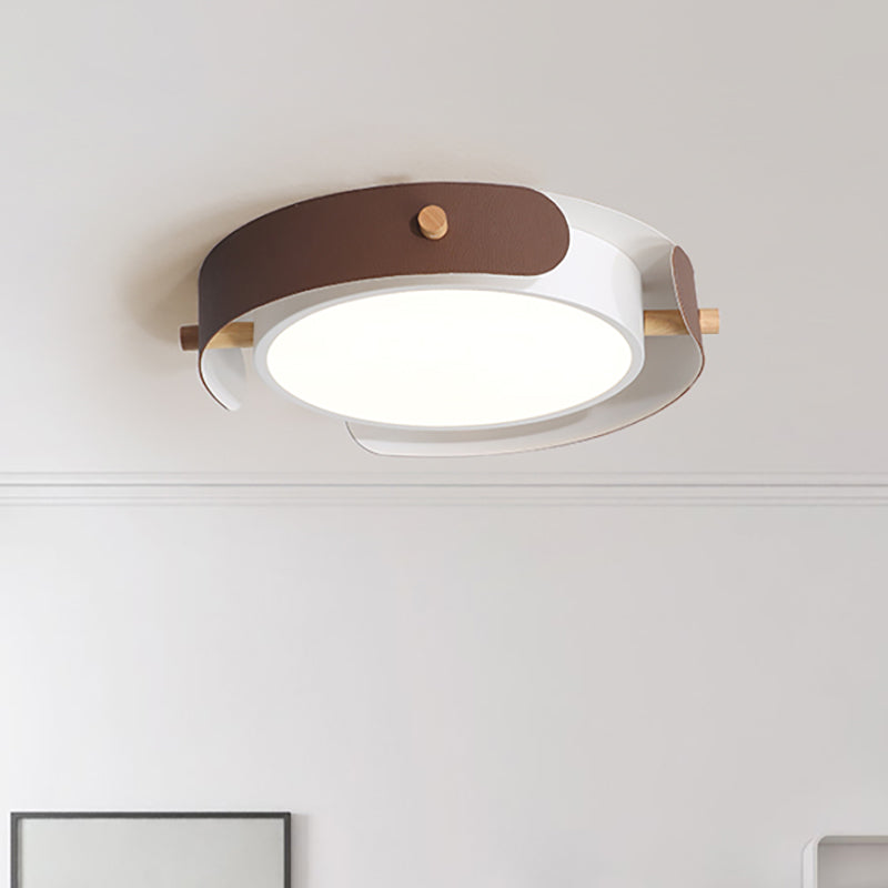 White/Brown Nordic Style Ceiling Lamp With Diffuser - 16/19.5 Diameter