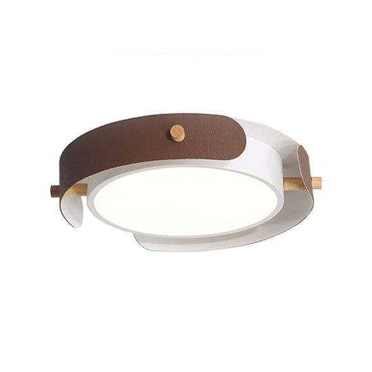 White/Brown Nordic Style Ceiling Lamp With Diffuser - 16/19.5 Diameter