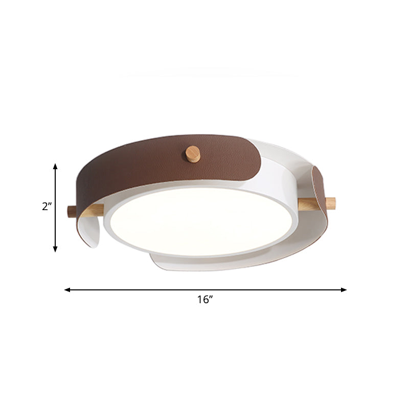 White/Brown Nordic Style Ceiling Lamp with Diffuser - 16"/19.5" Diameter