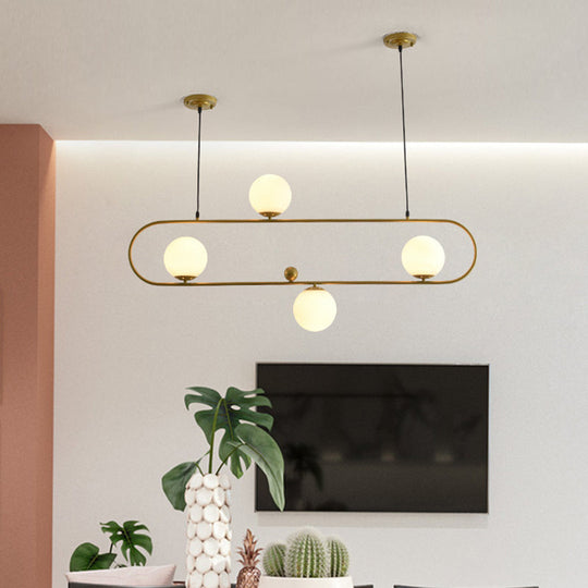 Minimalist Ellipse Pendant Light: Modern Glass Globe Ceiling Fixture For Living Room Island 4 / Gold