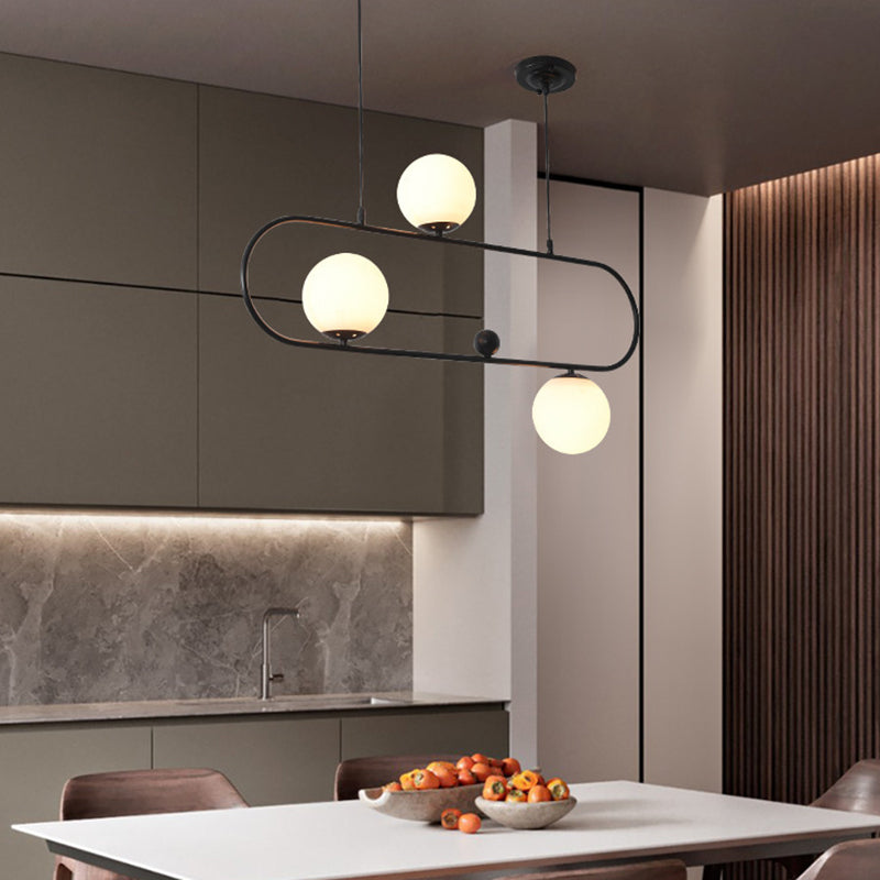 Minimalist Ellipse Pendant Light: Modern Glass Globe Ceiling Fixture For Living Room Island 3 /