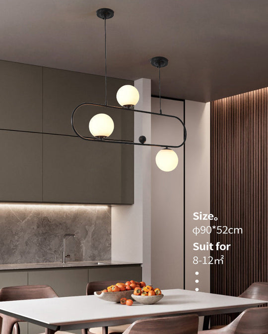 Minimalist Ellipse Pendant Light: Modern Glass Globe Ceiling Fixture For Living Room Island