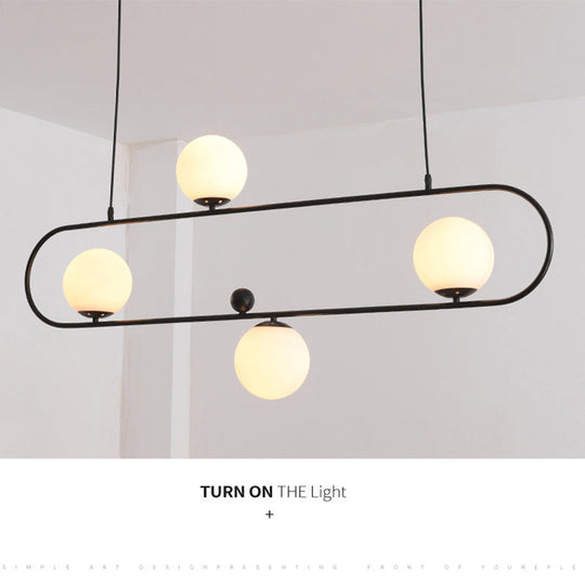 Minimalist Ellipse Pendant Light: Modern Glass Globe Ceiling Fixture For Living Room Island