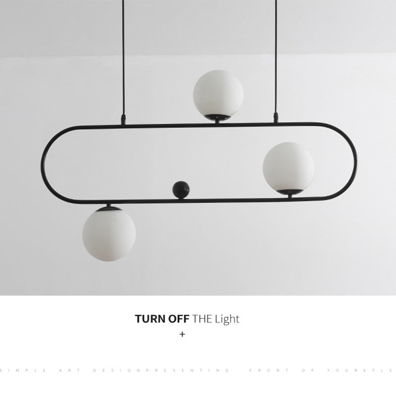 Minimalist Ellipse Pendant Light: Modern Glass Globe Ceiling Fixture For Living Room Island