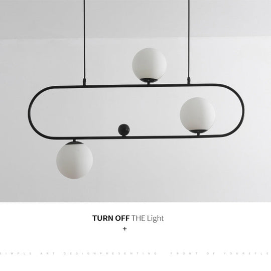 Minimalist Ellipse Pendant Light: Modern Glass Globe Ceiling Fixture For Living Room Island