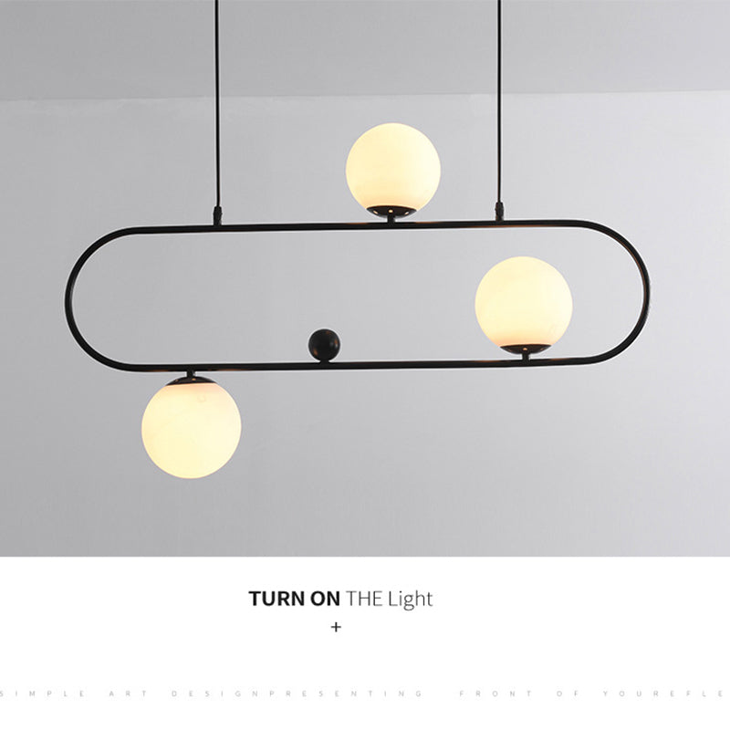 Minimalist Ellipse Pendant Light: Modern Glass Globe Ceiling Fixture For Living Room Island