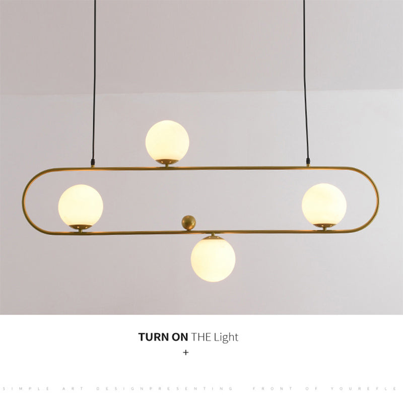 Minimalist Ellipse Pendant Light: Modern Glass Globe Ceiling Fixture For Living Room Island