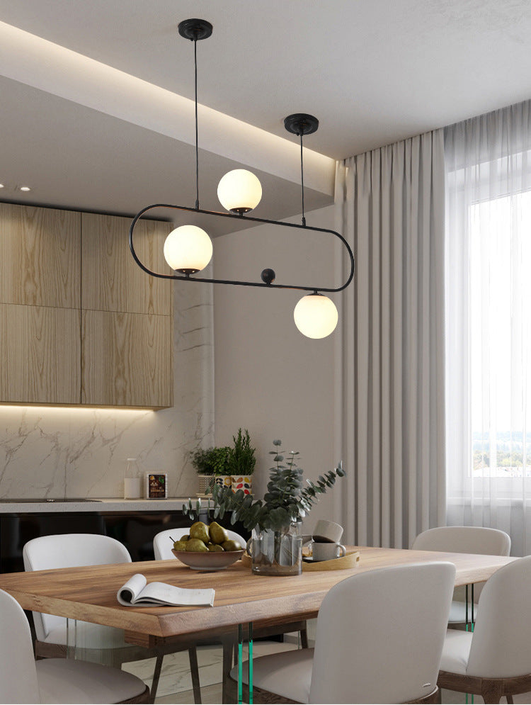 Minimalist Ellipse Pendant Light: Modern Glass Globe Ceiling Fixture For Living Room Island