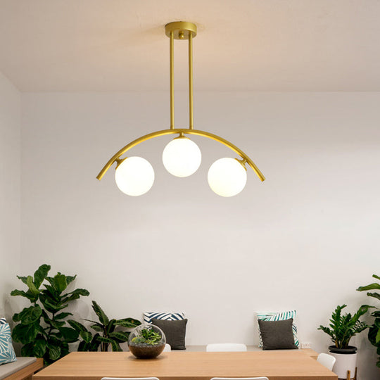 Modern Gold Metal Pendant Lighting With Glass Spherical Shade - Ideal For Dining Table Or Island