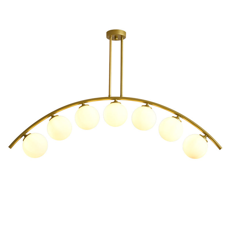 Modern Gold Metal Pendant Lighting With Glass Spherical Shade - Ideal For Dining Table Or Island