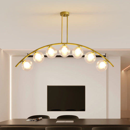 Modern Gold Metal Pendant Lighting With Glass Spherical Shade - Ideal For Dining Table Or Island