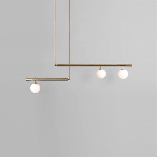 Minimalist Metal Pendant Lighting With Gold Accents - Modern Globe Glass Island Ceiling Light For