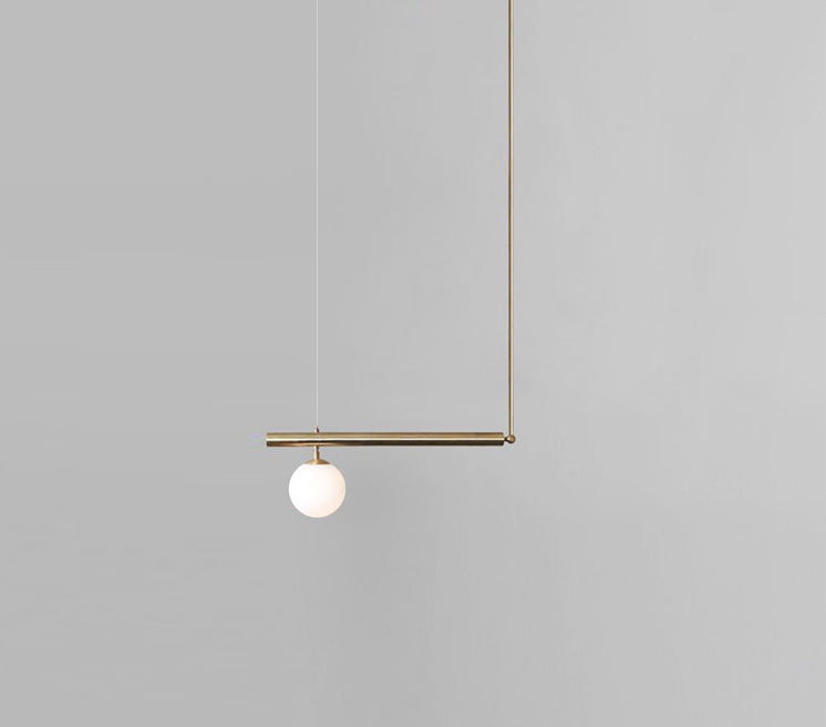 Minimalist Metal Pendant Lighting With Gold Accents - Modern Globe Glass Island Ceiling Light For