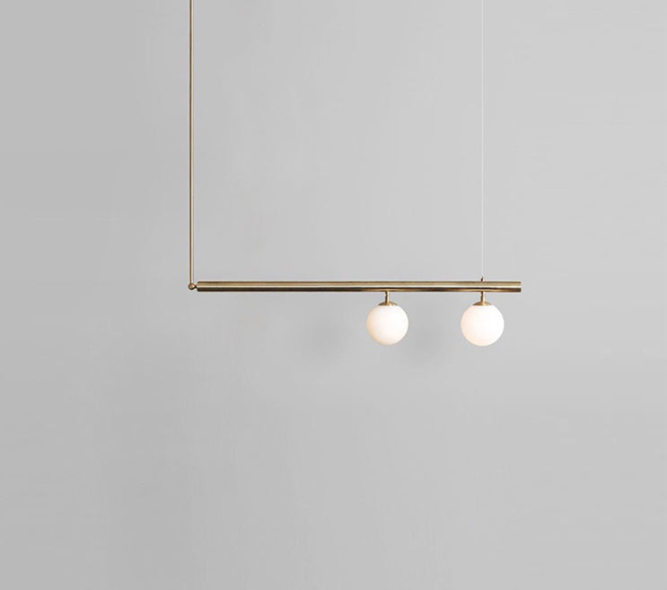 Minimalist Metal Pendant Lighting With Gold Accents - Modern Globe Glass Island Ceiling Light For