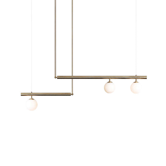 Minimalist Metal Pendant Lighting With Gold Accents - Modern Globe Glass Island Ceiling Light For