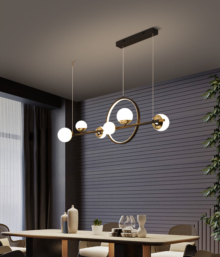 Karen's 6 Light Modern Black Metal Spherical Glass Island Pendant Lighting for Dining Room