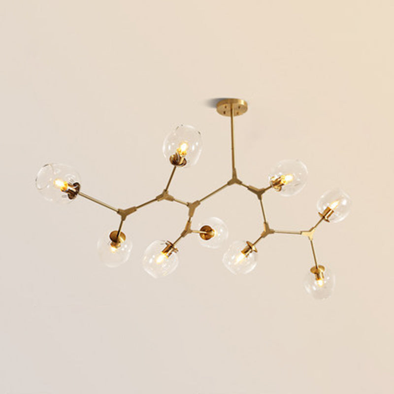 Gold Metal Chandelier With Clear Glass Shade - Post-Modern Suspension Light For Bedroom 9 /