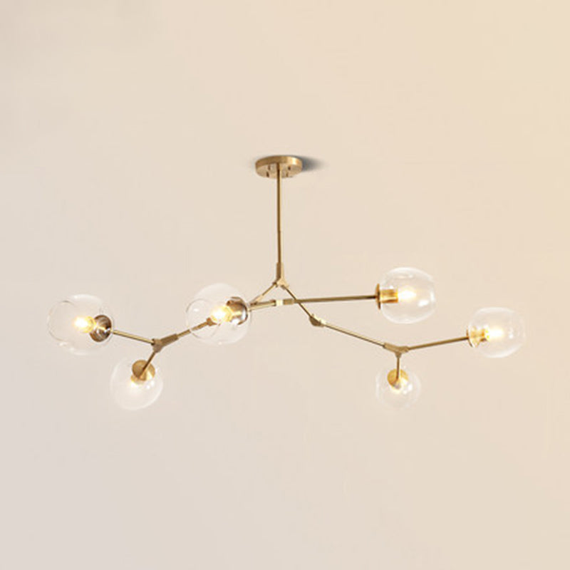 Gold Metal Chandelier With Clear Glass Shade - Post-Modern Suspension Light For Bedroom 6 /