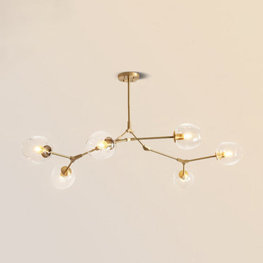 Gold Metal Chandelier With Clear Glass Shade - Post-Modern Suspension Light For Bedroom 6 /