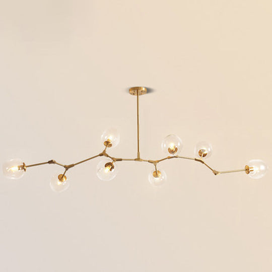 Gold Metal Chandelier With Clear Glass Shade - Post-Modern Suspension Light For Bedroom 8 /