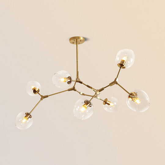 Gold Metal Chandelier With Clear Glass Shade - Post-Modern Suspension Light For Bedroom 7 /