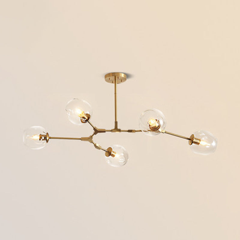 Gold Metal Chandelier With Clear Glass Shade - Post-Modern Suspension Light For Bedroom 5 /