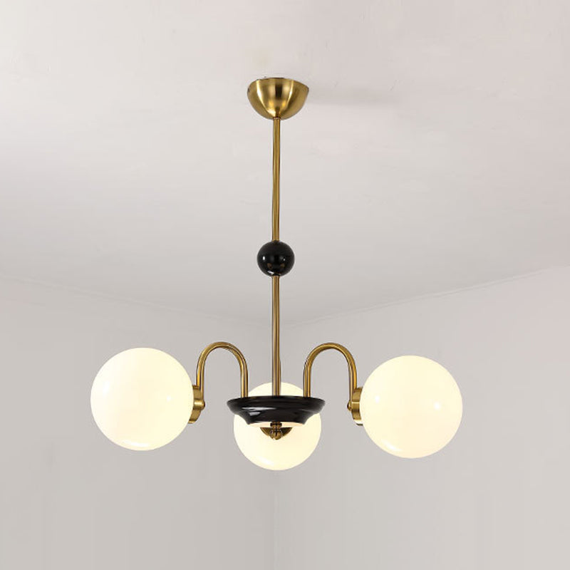 Sleek White Glass Ceiling Chandelier - Modern Minimalist Design 3 / Gold