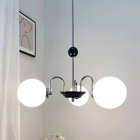 Sleek White Glass Ceiling Chandelier - Modern Minimalist Design