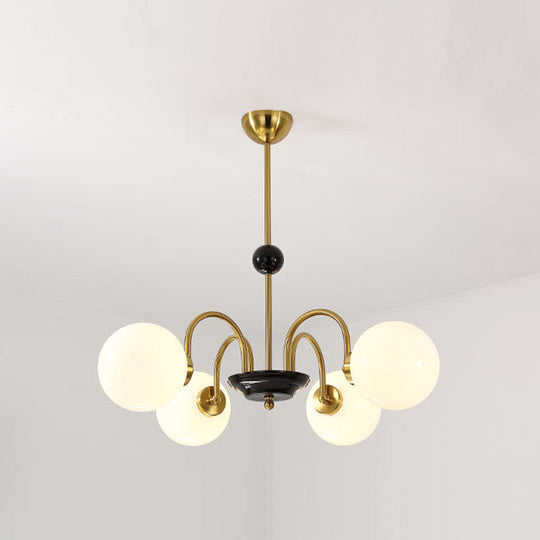 Sleek White Glass Ceiling Chandelier - Modern Minimalist Design 4 / Gold