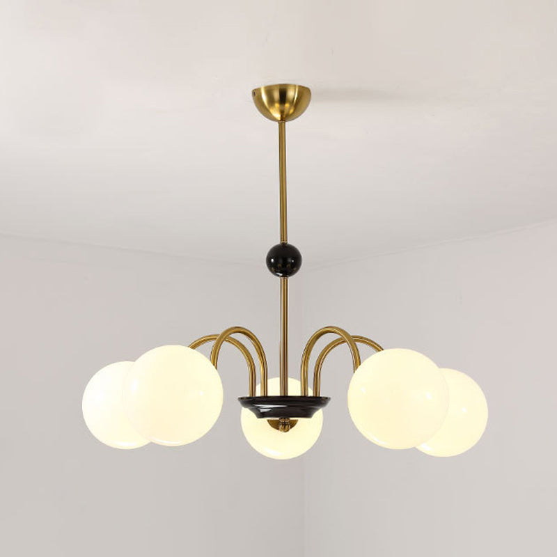 Sleek White Glass Ceiling Chandelier - Modern Minimalist Design 5 / Gold