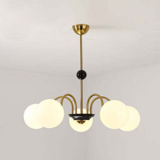 Sleek White Glass Ceiling Chandelier - Modern Minimalist Design 5 / Gold