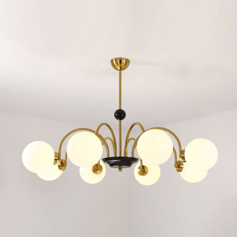 Sleek White Glass Ceiling Chandelier - Modern Minimalist Design 8 / Gold