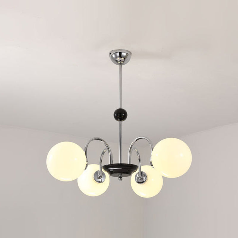 Sleek White Glass Ceiling Chandelier - Modern Minimalist Design 4 / Chrome