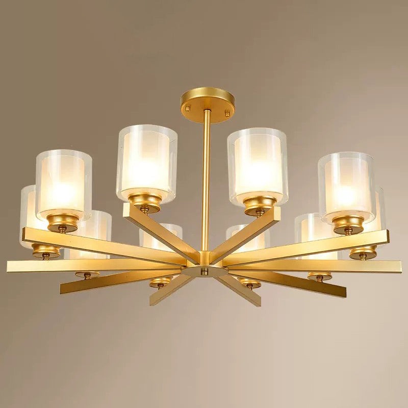 Modern Metal Chandelier With Cylinder Glass Shade - Stylish Suspension Lighting For Bedroom 10 /