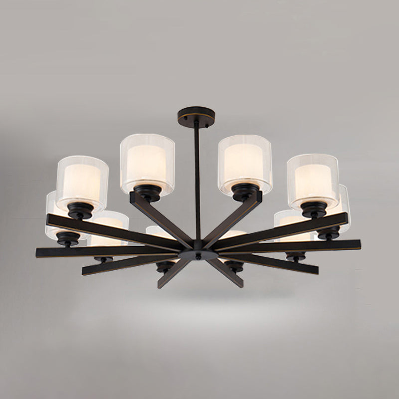 Modern Metal Chandelier With Cylinder Glass Shade - Stylish Suspension Lighting For Bedroom 10 /