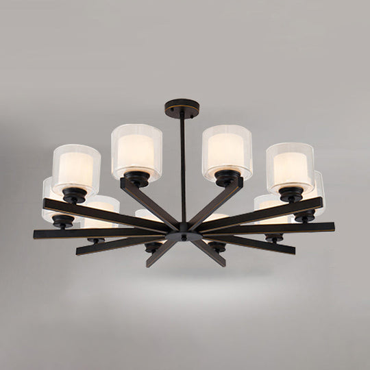 Modern Metal Chandelier With Cylinder Glass Shade - Stylish Suspension Lighting For Bedroom 10 /