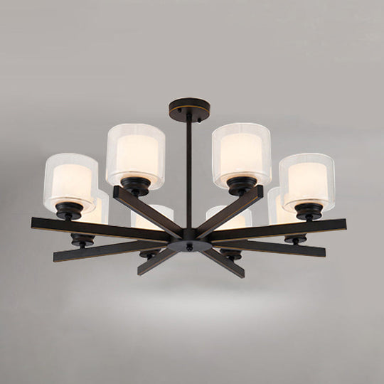 Modern Metal Chandelier With Cylinder Glass Shade - Stylish Suspension Lighting For Bedroom 8 /