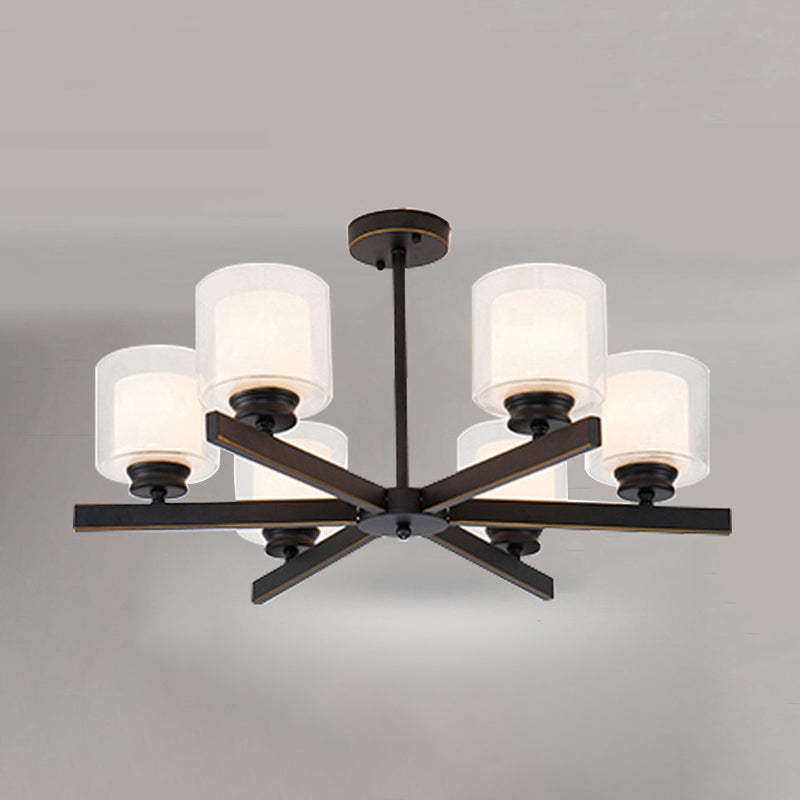 Modern Metal Chandelier With Cylinder Glass Shade - Stylish Suspension Lighting For Bedroom 6 /