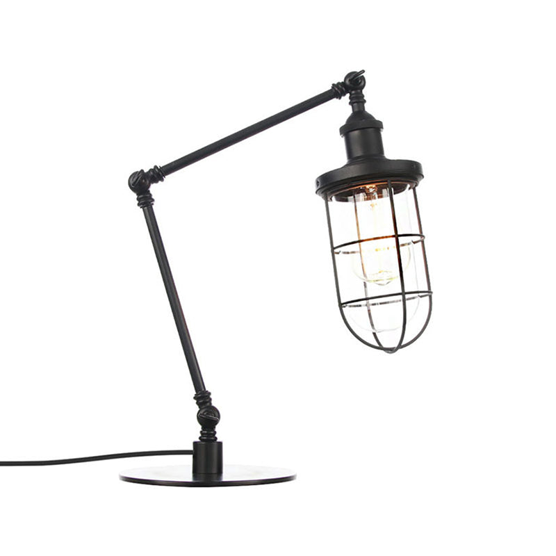 Nautical Style 1 Light Metal Table Lamp In Adjustable Black/Brass Finish - Ideal For Restaurants