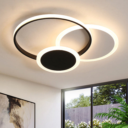 Modern Acrylic Circle Flush Mount Ceiling Light For Bedroom Black / 16.5 Round