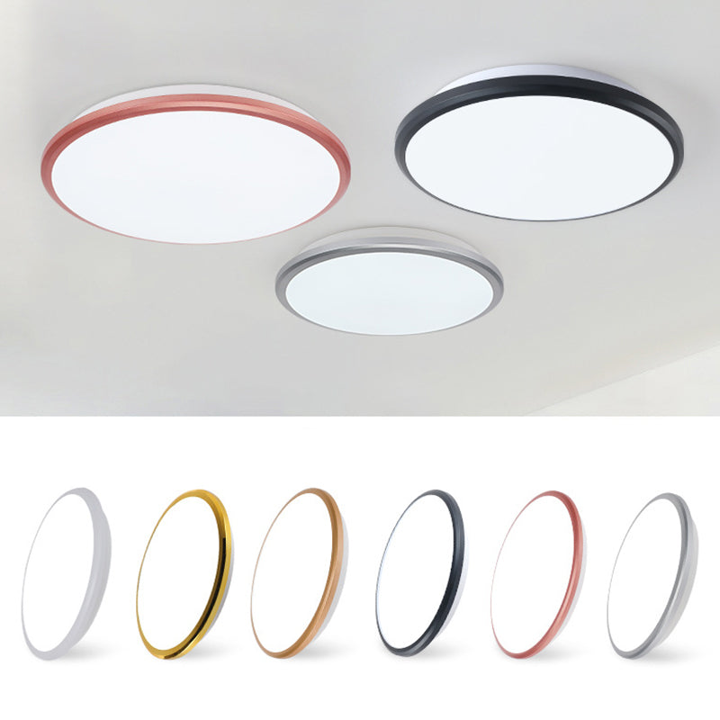 Modern Round Flush Mount Ceiling Light - Super-Thin Design 1 Acrylic Contemporary Fixture