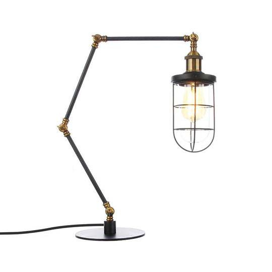 Nautical Style 1 Light Metal Table Lamp In Adjustable Black/Brass Finish - Ideal For Restaurants