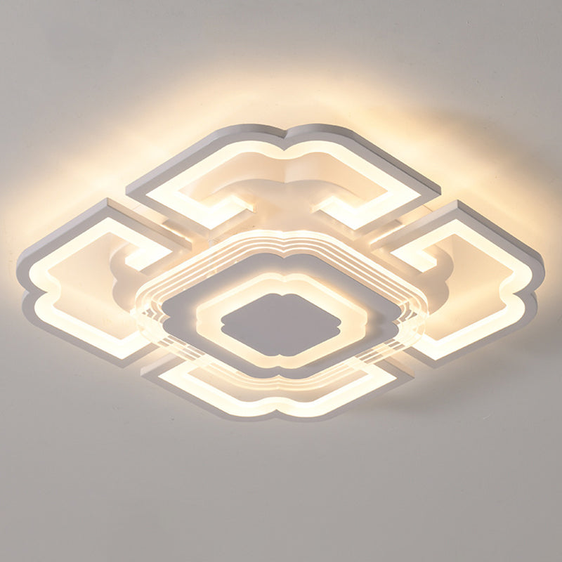 Minimalist Geometric Flush Mount Light - Modern Acrylic Spotlight For Living Room White / 19.5