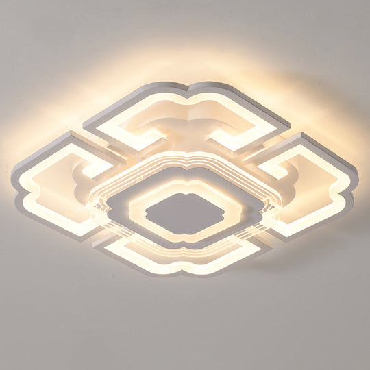 Minimalist Geometric Flush Mount Light - Modern Acrylic Spotlight For Living Room White / 19.5