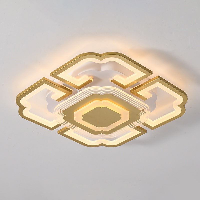 Minimalist Geometric Flush Mount Light - Modern Acrylic Spotlight For Living Room Gold / 19.5 White