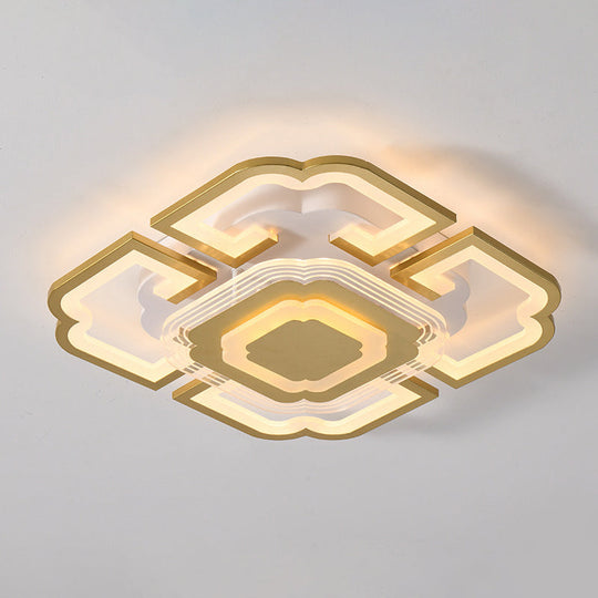 Minimalist Geometric Flush Mount Light - Modern Acrylic Spotlight For Living Room Gold / 19.5 White